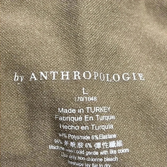 WOMENS ANTHROPOLOGIES LARGE GREEN BOAT NECK SHIRT.  LONG SLEEVES - Picture 4 of 5